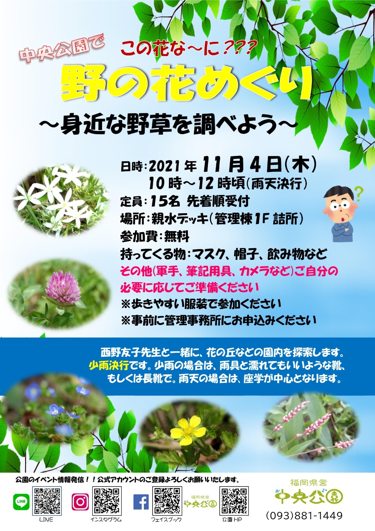 野の花めぐり イベント情報 定期的にイベント開催 自然に囲まれた北九州市内の公園